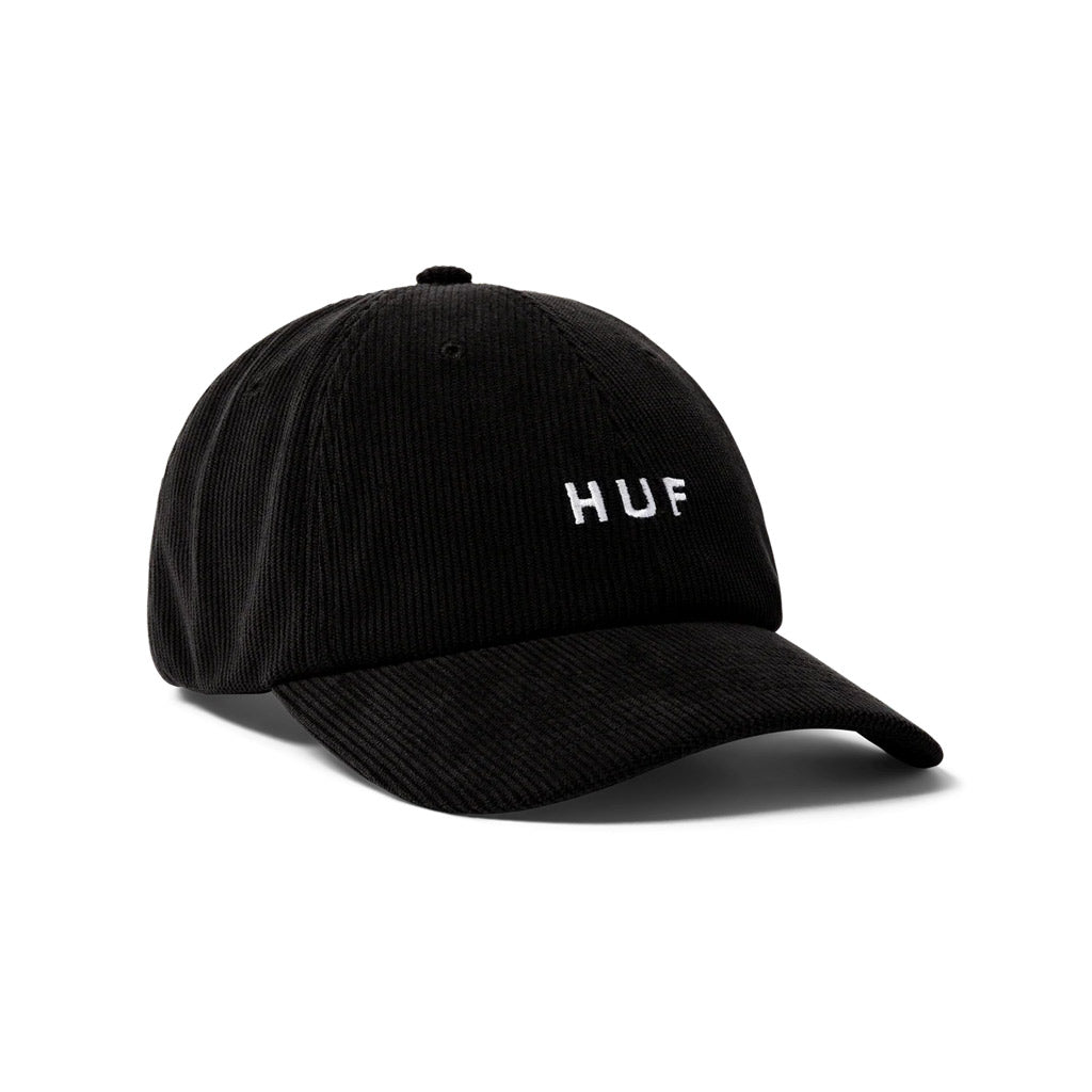 HUF OG Corduroy 6 Panel Curved Visor Hat - Black | Shop HUF Worldwide online with Pavement Skate Store with free Aotearoa shipping on order over $100*!