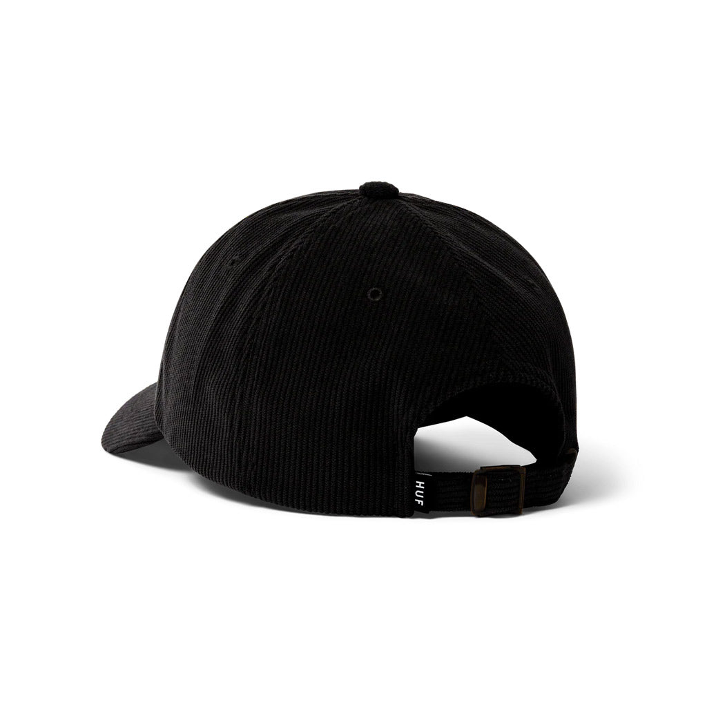 HUF OG Corduroy 6 Panel Curved Visor Hat - Black | Shop HUF Worldwide online with Pavement Skate Store with free Aotearoa shipping on order over $100*!