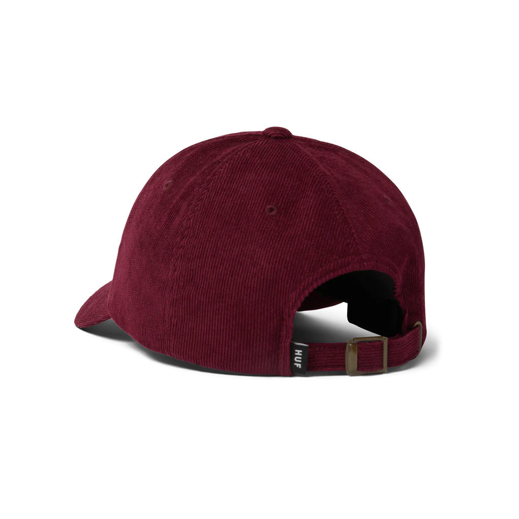 HUF OG Corduroy 6 Panel Curved Visor Hat - Deep Wine | Shop HUF Worldwide online with Pavement Skate Store with free Aotearoa shipping on order over $100*!
