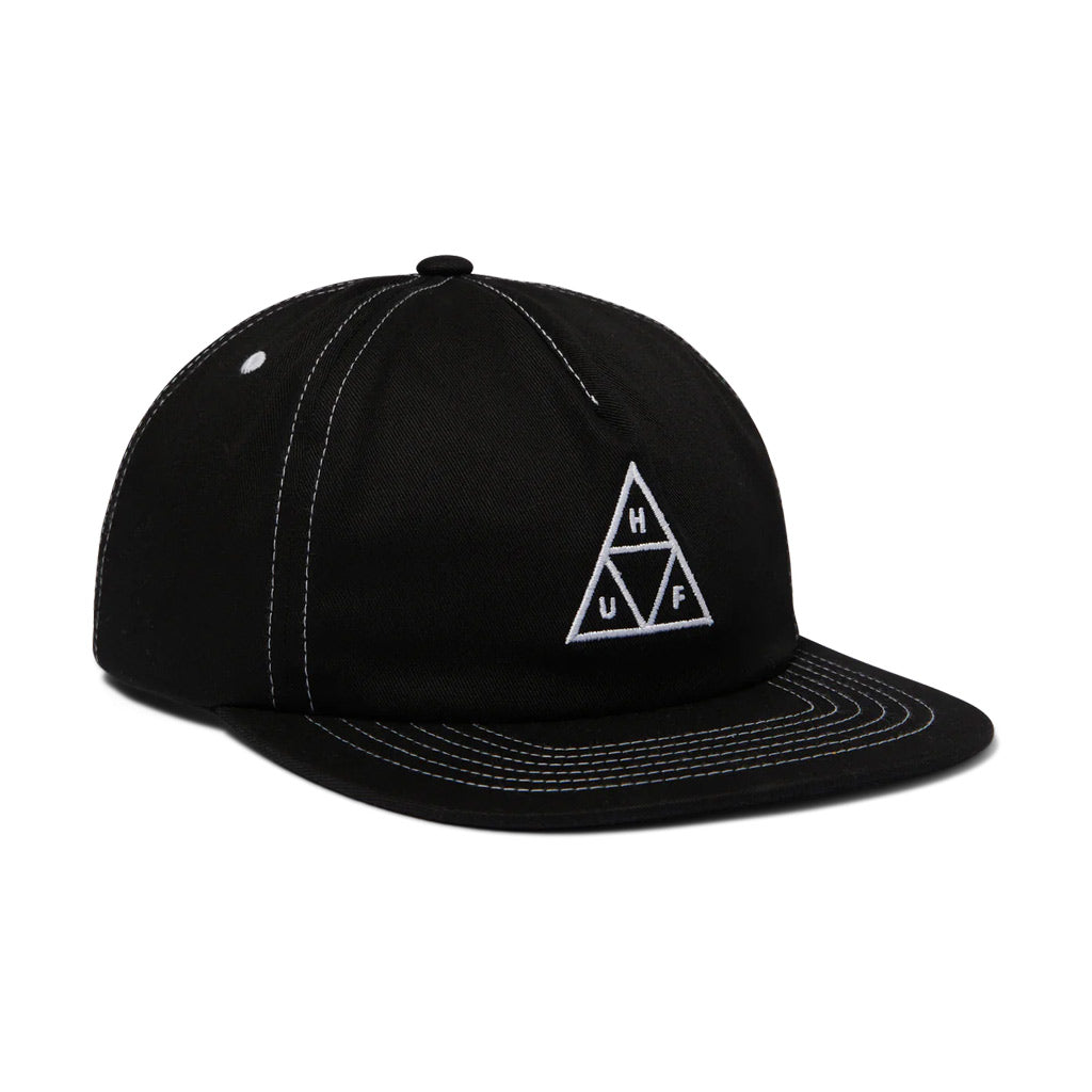 Huf Set Triple Triangle Snapback - Black/White. 100% cotton twill 5-panel unstructured snapback hat. Free, fast NZ shipping over $150 on your HUF Worldwide premium streetwear orders with Pavement online.