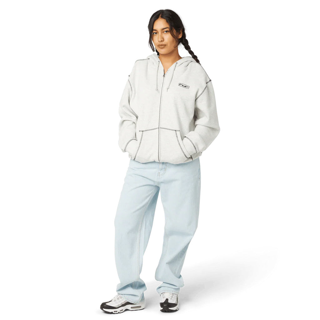 HUF Stretch Full Zip Hoodie - Ash | Shop HUF Worldwide online with Pavement Skate Store with free Aotearoa shipping on order over $100*!