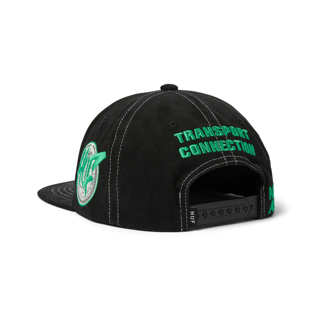 HUF Transport Connection Snapback - Black | Shop HUF Worldwide online with Pavement Skate Store with free Aotearoa shipping on order over $100*!