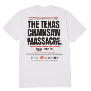 Huf X Texas Chainsaw Massacre Box Office Tee - White. Shop HUF WORLDWIDE clothing, skateboards and accessories online with Pavement Skate Store! Free Aotearoa NZ shipping over $100*