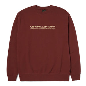 Huf X Texas Chainsaw Massacre Unparalleled Terror Crewneck Sweater - Chocolate. Shop HUF WORLDWIDE clothing, skateboards and accessories online with Pavement Skate Store! Free Aotearoa NZ shipping over $100*