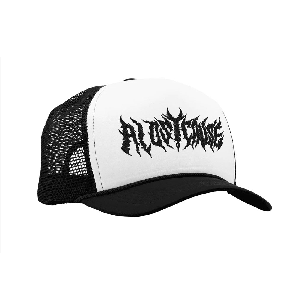 A Lost Cause Haunted Trucker Cap - Black/White. Super 00'S Style Foam Front Trucker. 100% Polyester.