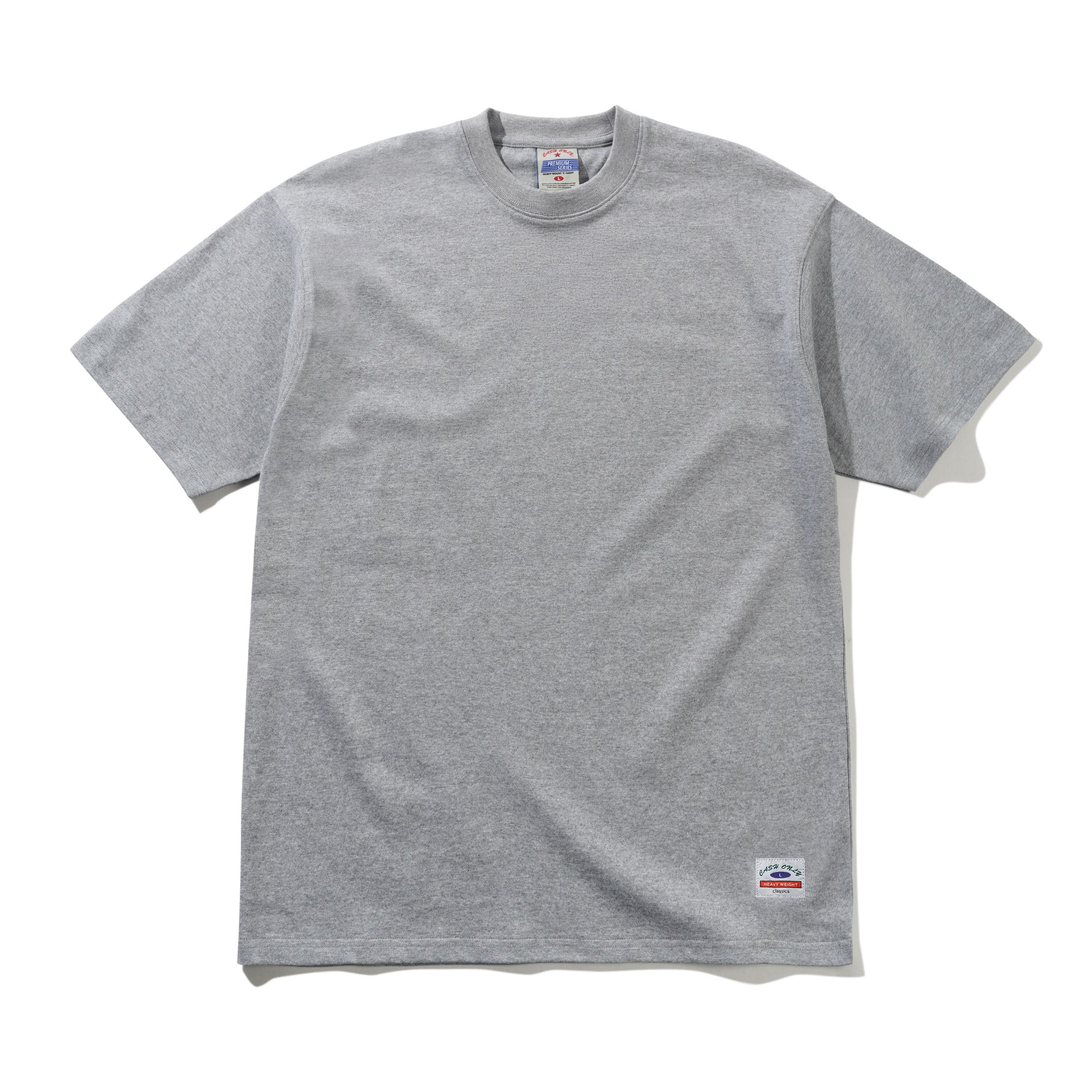 CASH ONLY HEAVY-WEIGHT TEE - HEATHER GREY