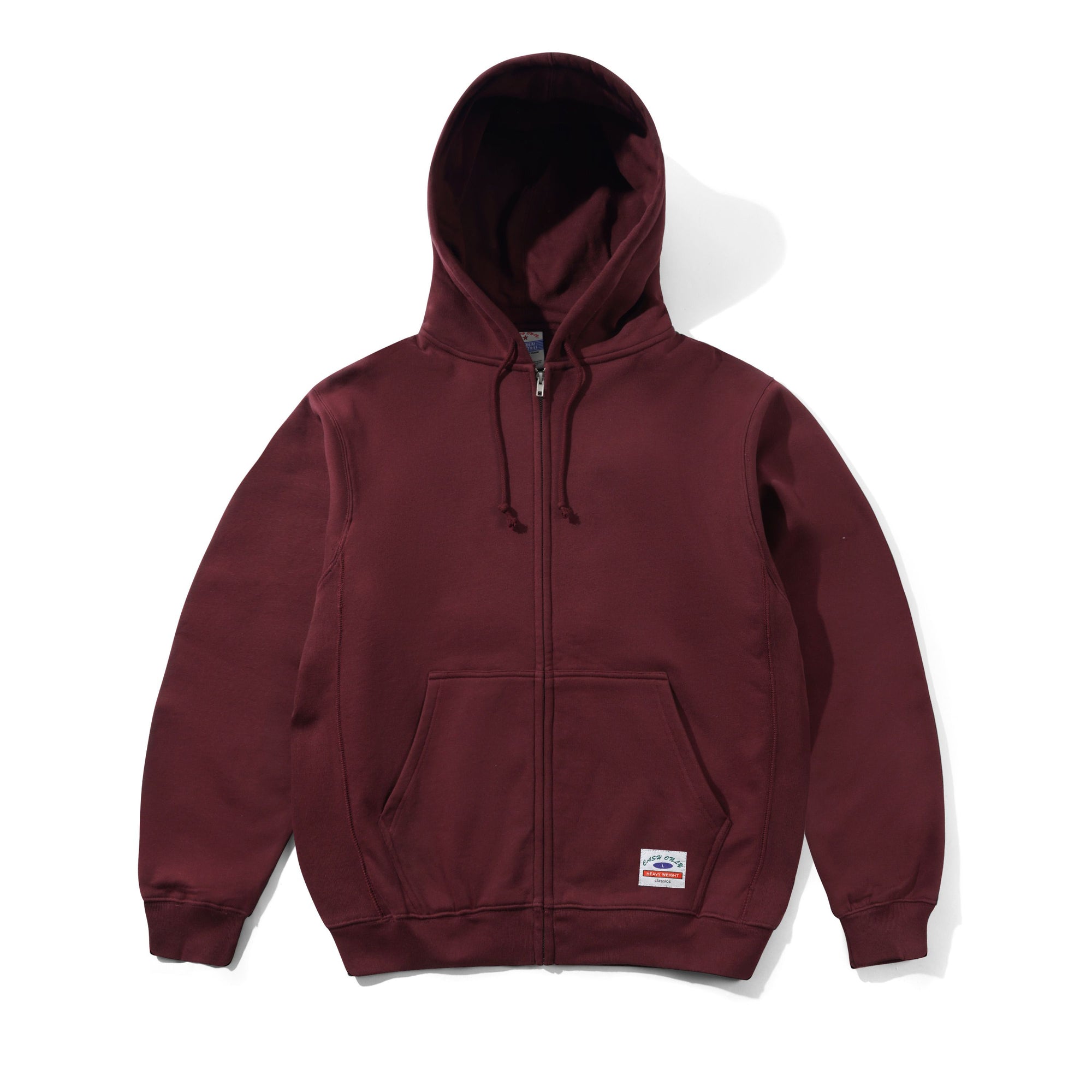 CASH ONLY HEAVY-WEIGHT ZIP THRU HOOD - BURGUNDY