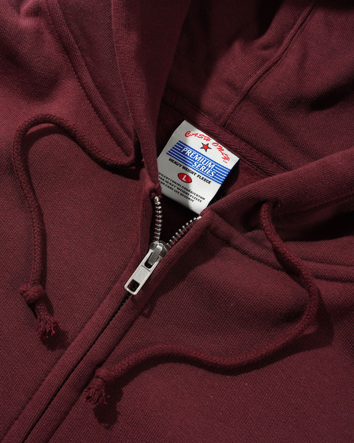 CASH ONLY HEAVY-WEIGHT ZIP THRU HOOD - BURGUNDY