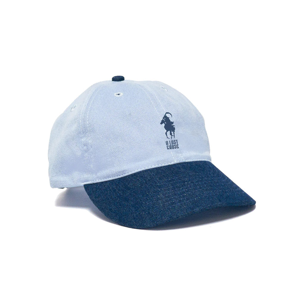 A Lost Cause Hell Ride Dad Cap - Sky/Denim. 100% Cotton Twill. Low Profile Fit. Metal Closure Adjustable Strap.