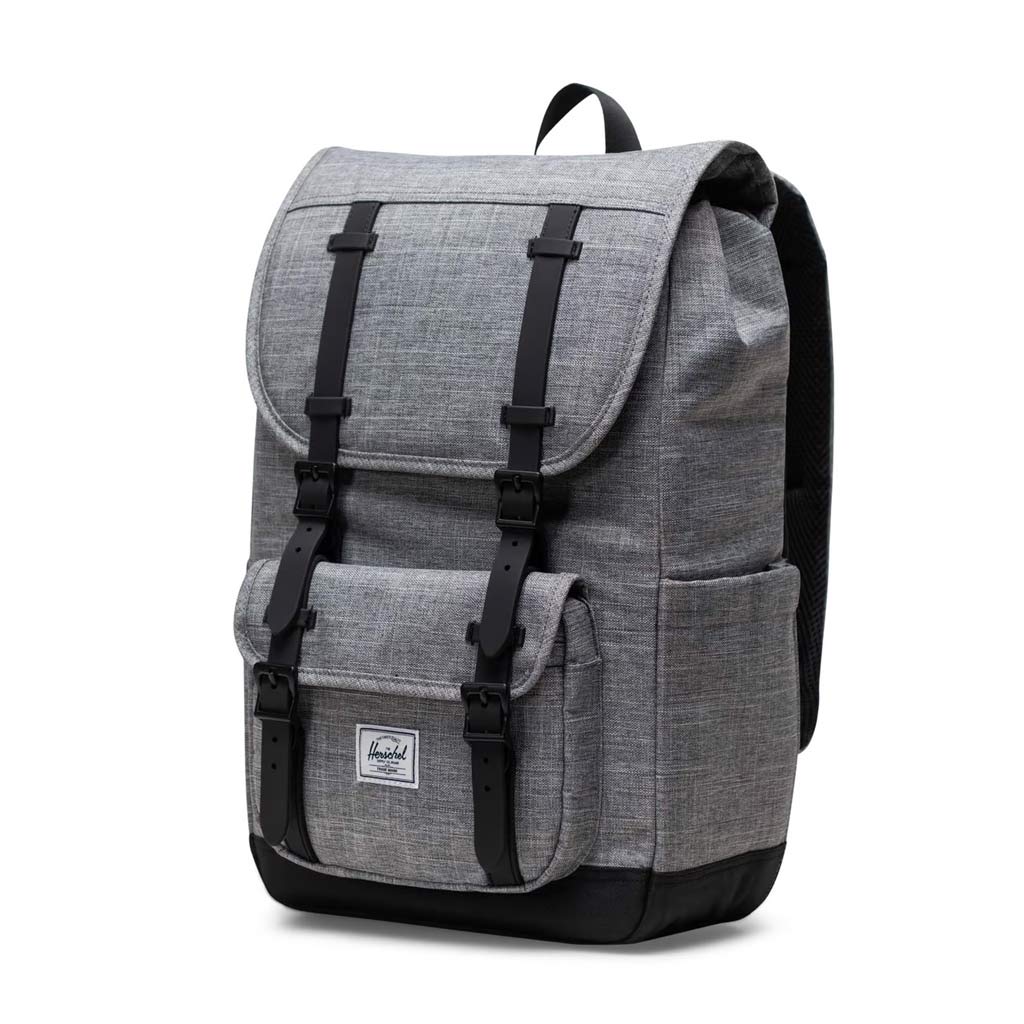 Herschel Little America Mid Backpack - Raven Crosshatch | Free Aoteraoa NZ shipping when you shop online with Pavement Skate Store!