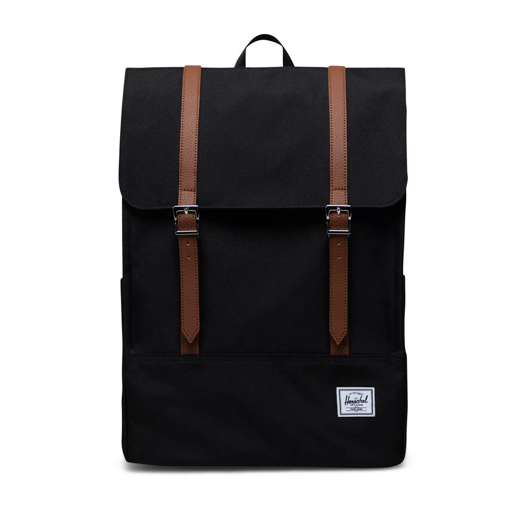 Herschel Survey Backpack - Black. 20L. 42cm (H) x 31cm (W) x 15cm (D). EcoSystem™ 600D fabric made from 100% recycled post-consumer water bottles. Lifetime Warranty. Shop premium Herschel Supply Co. backpacks with Pavement online. Free, fast NZ shipping over $150. No fuss returns.