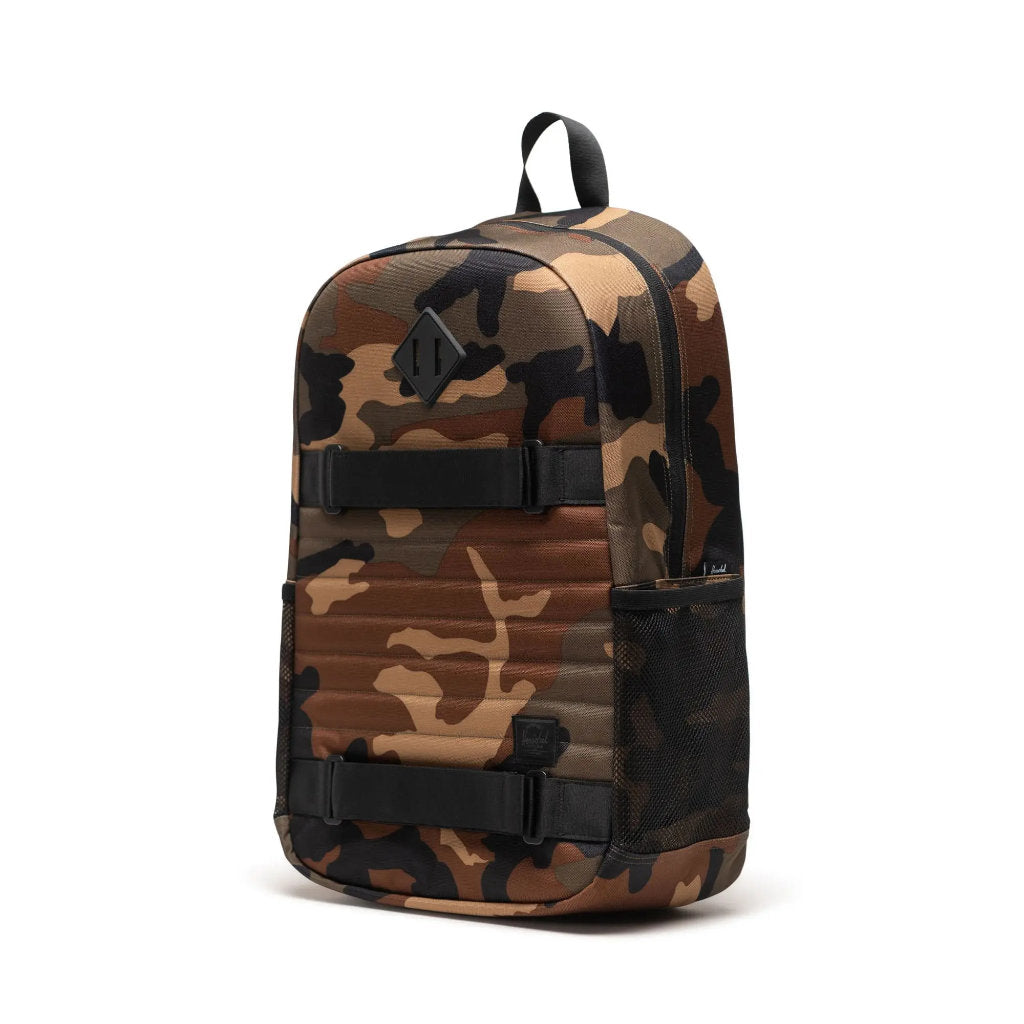 Herschel Fleet Skate Backpack in Woodland Camo | Shop backpacks online with Pavement Skate Store with free Aotearoa NZ shipping over $100*!