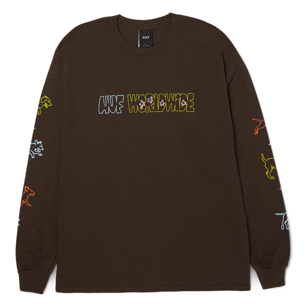 Huf Fetch L/S Tee - Chocolate | Free Aotearoa shipping on all Huf Worldwide orders over $100* with Pavement Skate Store!