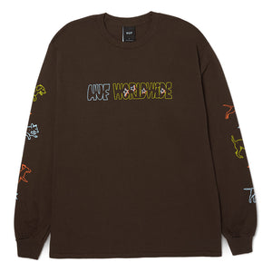 Huf Fetch L/S Tee - Chocolate | Free Aotearoa shipping on all Huf Worldwide orders over $100* with Pavement Skate Store!