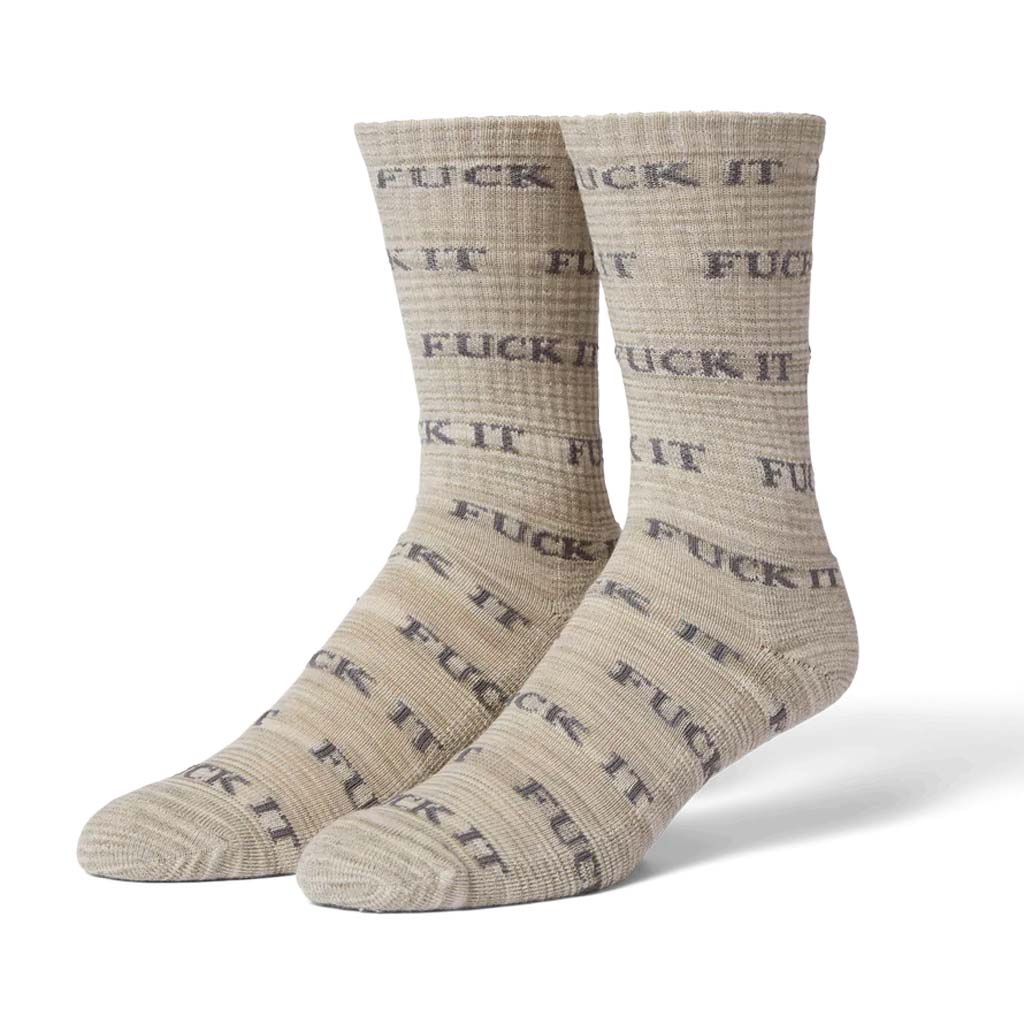 Huf Fuck It Marled Socks - Stone. Shop Huf Worldwide clothing and accessories online with Pavement Skate Store! Free Aotearoa NZ shipping over $100*