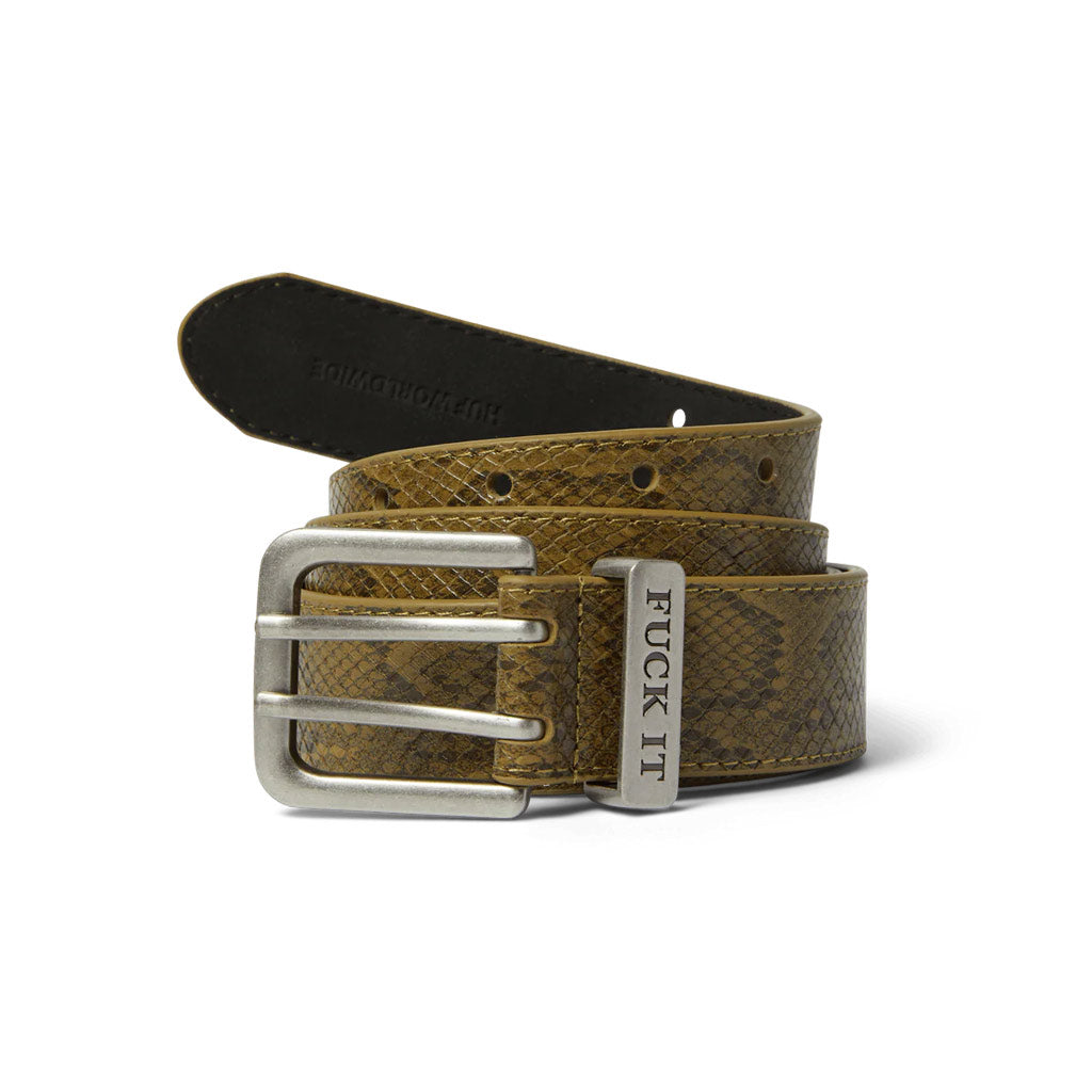 Huf Fuck It Snakeskin Belt - Green | Shop Huf Worldwide online with Pavement Skate Store with free Aotearoa NZ shipping on orders over $100*