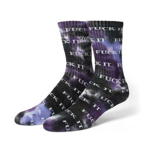 Huf Fuck It Tie Dye Socks - Purple | Shop Huf Worldwide online with Pavement Skate Store with free Aotearoa NZ shipping on orders over $100*