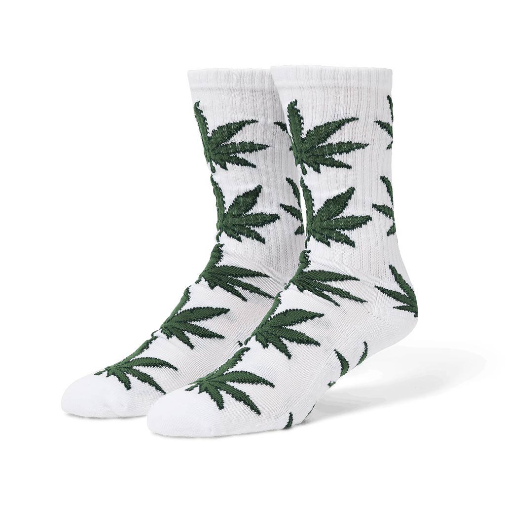 Huf Plantlife Shadow Socks - White/Green| Free Aotearoa shipping on all Huf Worldwide orders over $100* with Pavement Skate Store!