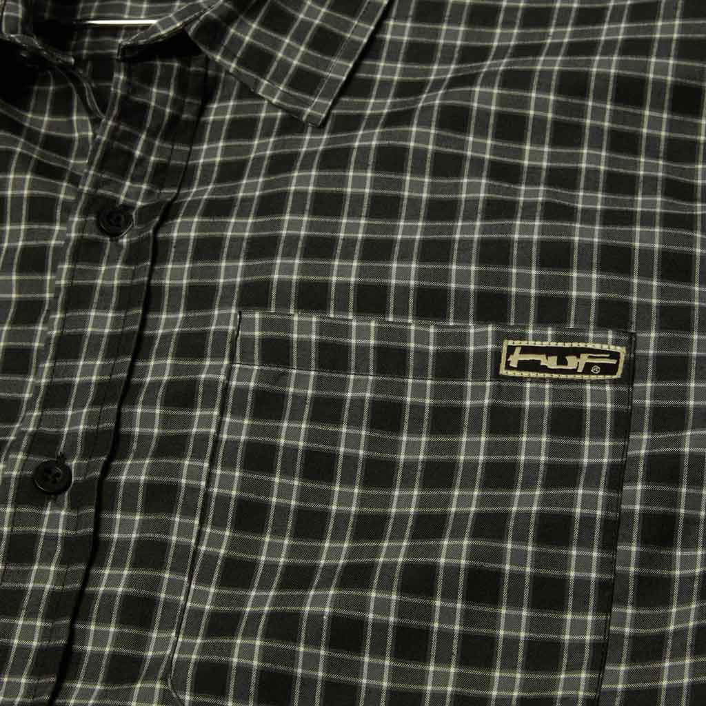Huf Stretch Micro Plaid Shirt - Black | Shop Huf Worldwide online with Pavement Skate Store with free Aotearoa NZ shipping on orders over $100*