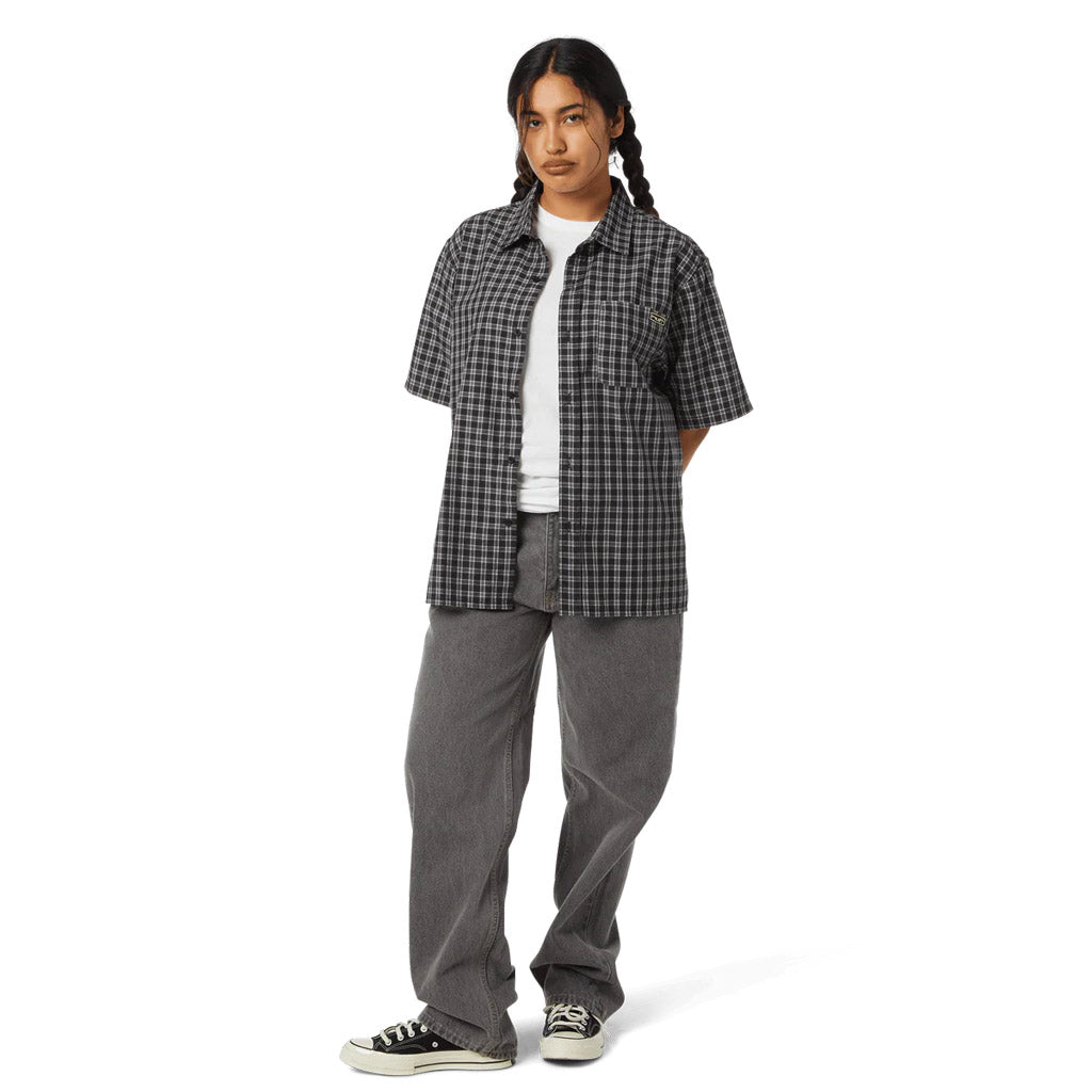 Huf Stretch Micro Plaid Shirt - Black | Shop Huf Worldwide online with Pavement Skate Store with free Aotearoa NZ shipping on orders over $100*