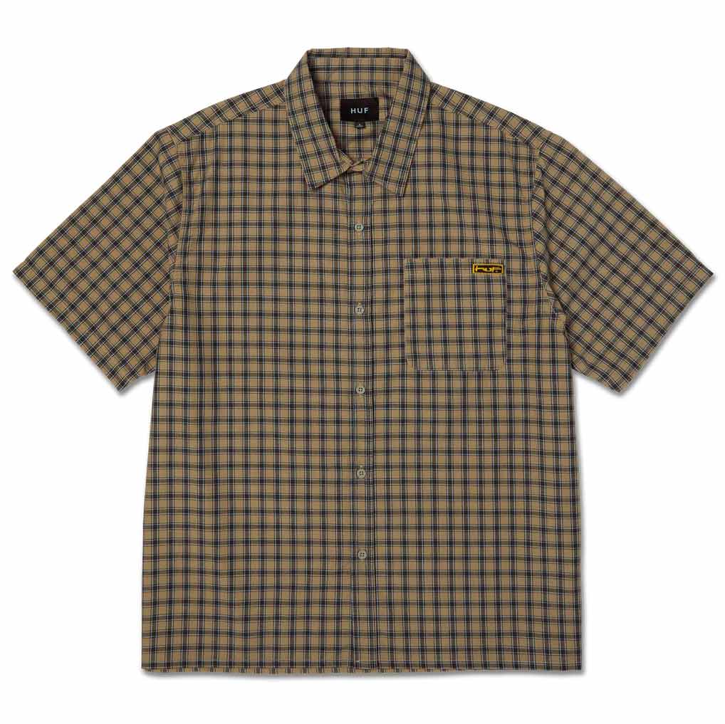 Huf Stretch Micro Plaid Shirt - Clay | Shop Huf Worldwide online with Pavement Skate Store with free Aotearoa NZ shipping on orders over $100*