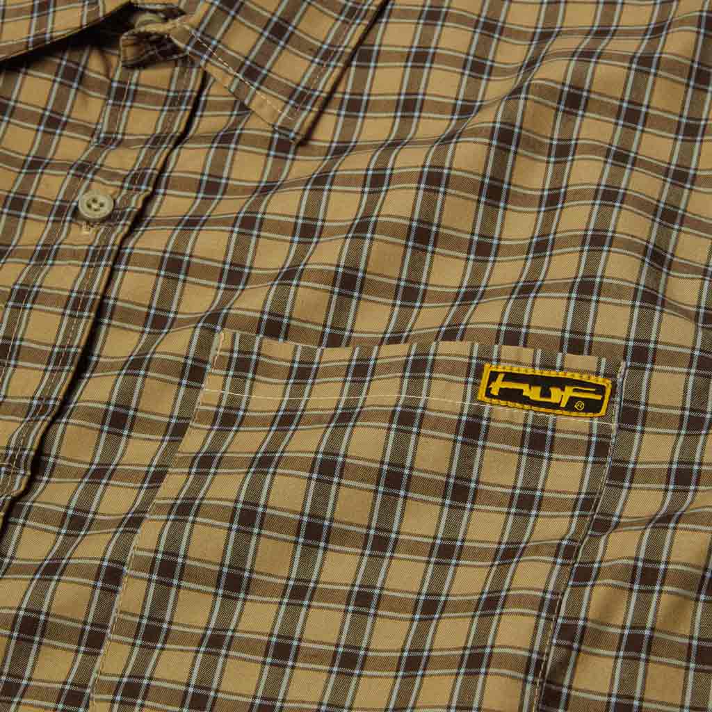 Huf Stretch Micro Plaid Shirt - Clay | Shop Huf Worldwide online with Pavement Skate Store with free Aotearoa NZ shipping on orders over $100*
