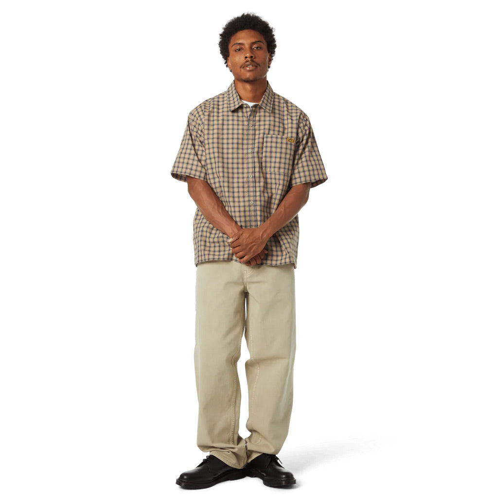 Huf Stretch Micro Plaid Shirt - Clay | Shop Huf Worldwide online with Pavement Skate Store with free Aotearoa NZ shipping on orders over $100*