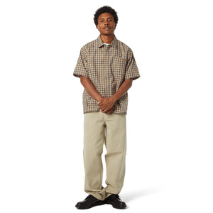 Huf Stretch Micro Plaid Shirt - Clay | Shop Huf Worldwide online with Pavement Skate Store with free Aotearoa NZ shipping on orders over $100*