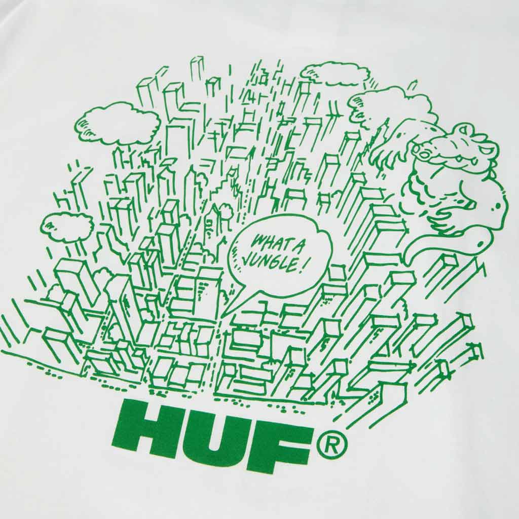Huf What A Jungle Tee - White | Shop Huf Worldwide online with Pavement Skate Store with free Aotearoa NZ shipping on orders over $100*