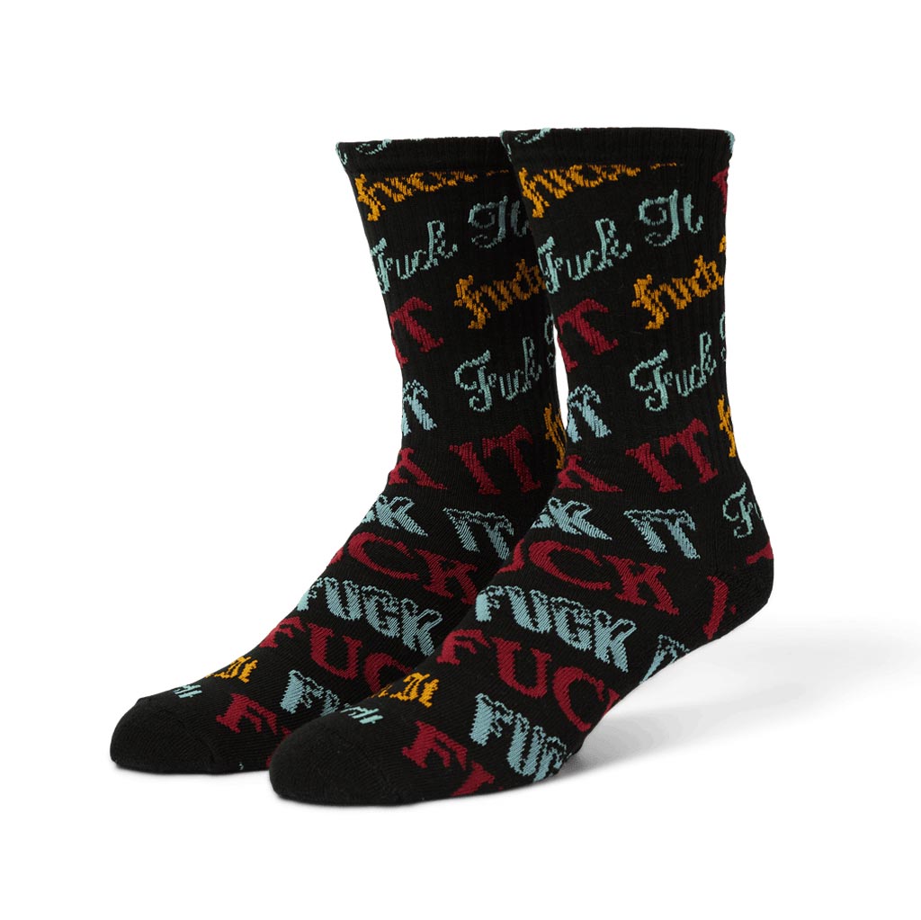 Huf Wintertime Fuck It Socks - Black | Free Aotearoa shipping on all Huf Worldwide orders over $100* with Pavement Skate Store!