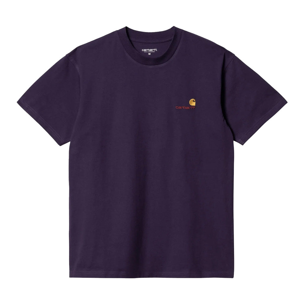 Carhartt WIP American Script T-Shirt - Cassis. 100% Organic Cotton Single Jersey, 240g. Relaxed fit. Fits true to size. American script embroidery. I029956_1N8_XX. Shop premium streetwear brand Carhartt WIP online with Dunedin's independent skate store, Pavement. Free, fast NZ shipping over $150.