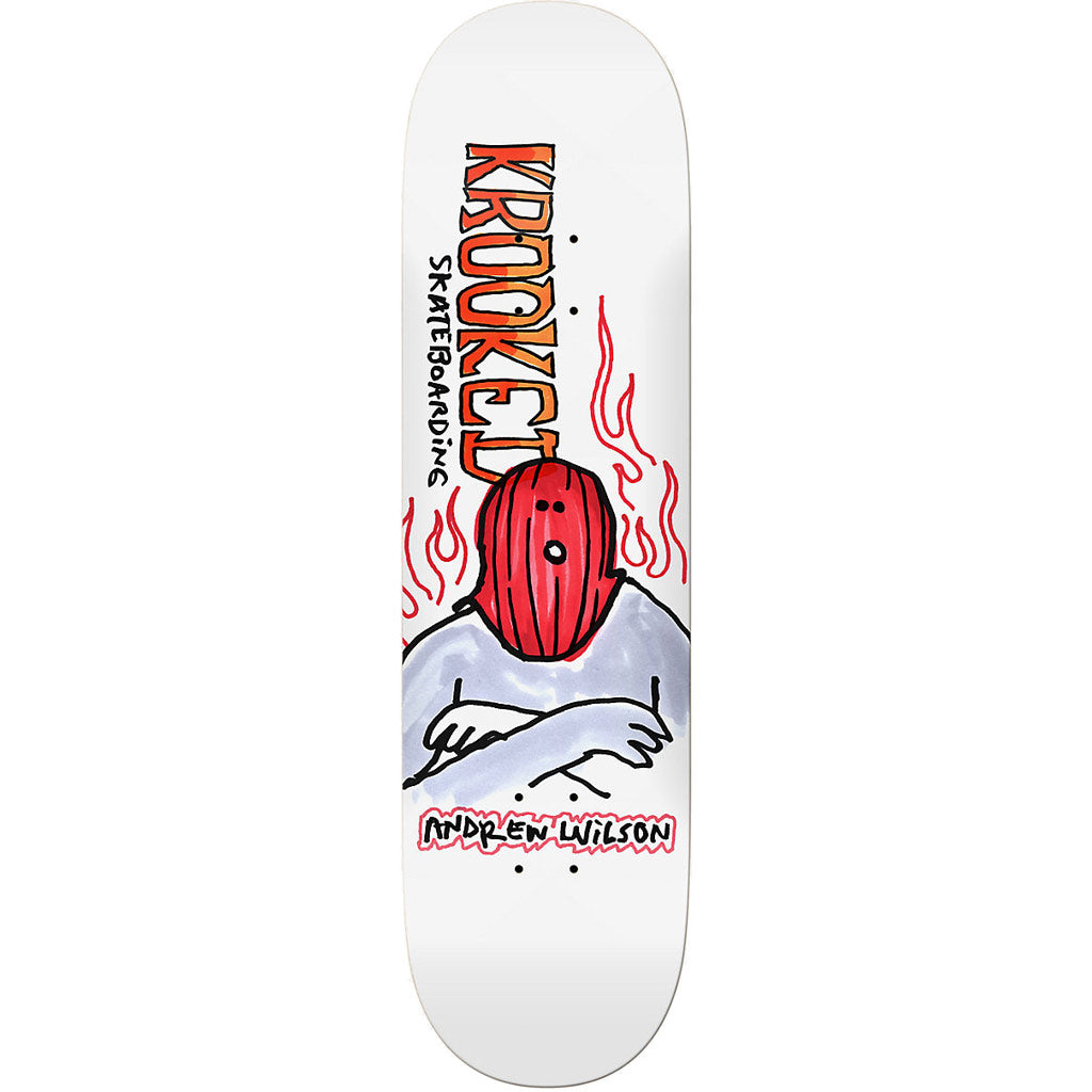 Krooked Andrew Wilson Fire Mask Deck 8.75" | Shop skateboard decks online with Pavement Skate Store with free Aotearoa shipping over $100*!