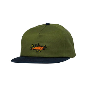 Krooked Mermaid Fish Snapback - Olive/Navy. Shop Krooked Skateboards with Pavement Skate Shop and enjoy free Aotearoa NZ shipping over $100* when you buy online