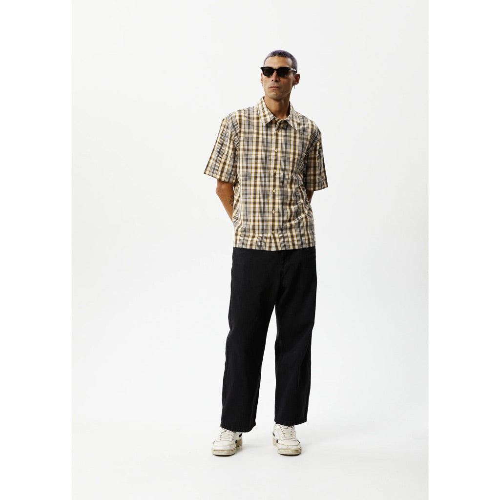 AFENDS CHECK OUT SHORT SLEEVE SHIRT - MOONBEAM CHECK