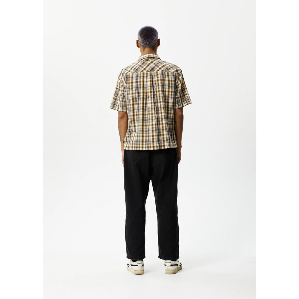 AFENDS CHECK OUT SHORT SLEEVE SHIRT - MOONBEAM CHECK