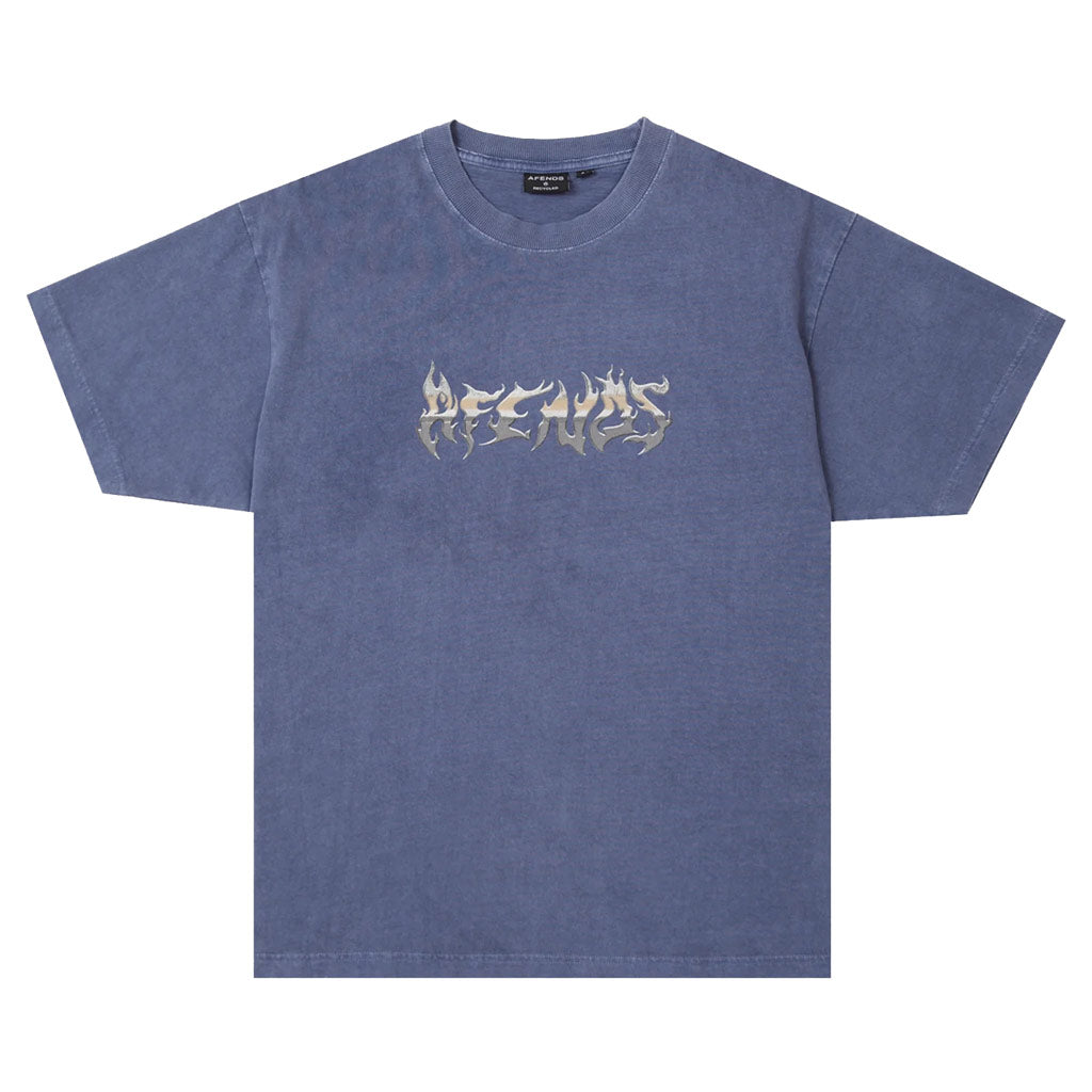 Afends Scorched Heavy Boxy Fit Tee - Washed Marlin. 50% Recycled Cotton 50% Cotton Dry JerseyHeavyweight, 240gsm. Shop Afends online with Pavement, Dunedin's independent skate store. Free NZ delivery over $150.