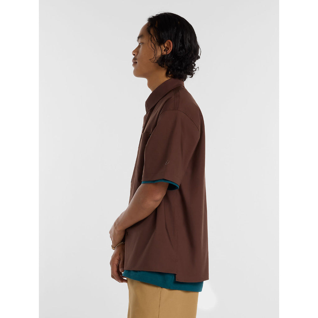 NB Numeric Button Up Shirt in Pumpernickel | Shop New Balance Numeric clothing online with Pavement Skate Store with free Aotearoa NZ shipping over $100*!