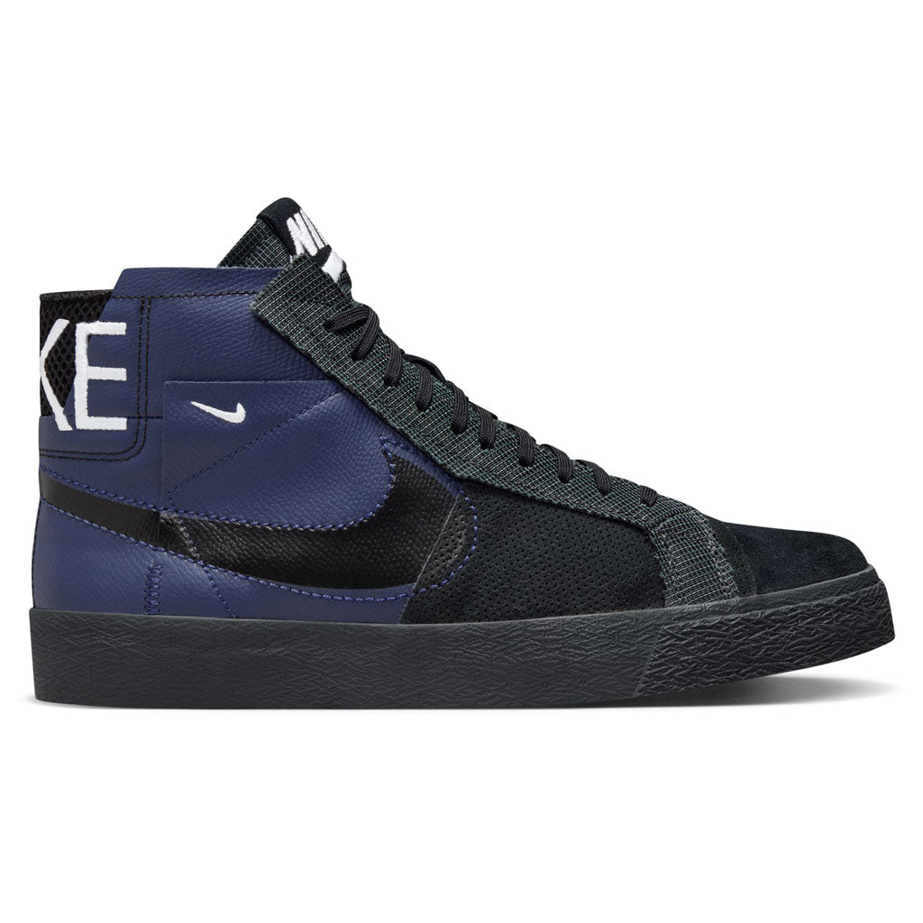 Nike SB Zoom Blazer Mid Premium - Midnight Navy/Black. The Zoom Blazer Mid is an iconic hoops shoe tailored to the needs of the modern skateboarder. Textured suede creates a premium yet durable feel, while tacky rubber adds flexible grip and comfort that lasts. Style code: FD5113-400. Shop Nike SB with Pavement.