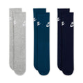 Nike Sportswear Everyday Essential Crew Socks 3 Pack Grey Marle/Navy/Black | Free Aotearoa shipping over $100* when you shop Nike SB online with Pavement!