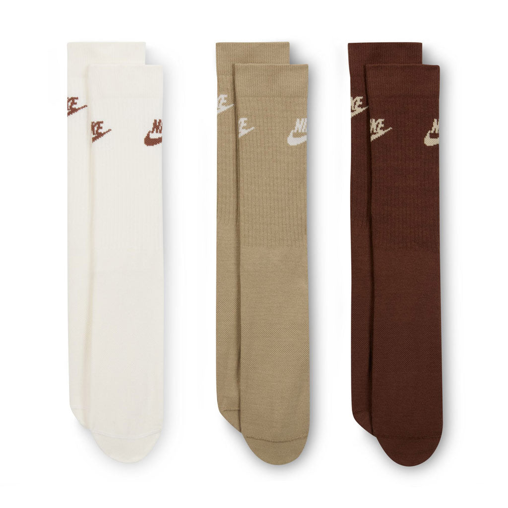 Nike Sportswear Everyday Essential Socks - Cream/Tan/Brown | Shop Nike clothing online with Pavement Skate Store with free Aotearoa shipping on orders over $100