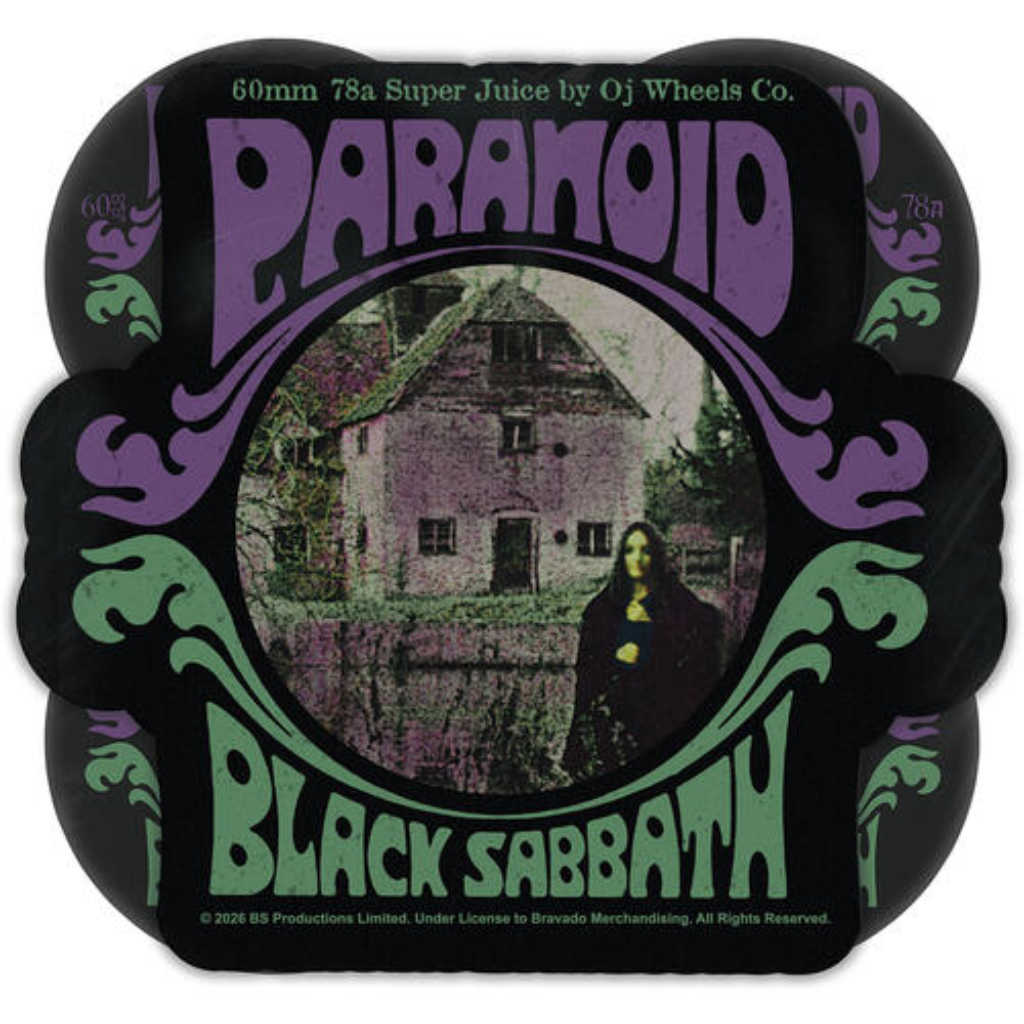OJ's Black Sabbath Paranoid Super Juice 60mm 78A - Black | Shop skateboard wheels online with Pavement Skate Store! Free Aotearoa NZ shipping over $100*