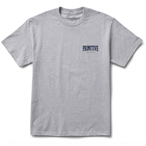 Primitive Menace Tee, Grey. 100% Cotton Jersey - Regular fit. Shop Primitive streetwear online and instore. Fast, free NZ shipping when you spend over $100 on your order. Afterpay and Laybuy available. Dunedin's locally owned and operated skate store, Pavement.