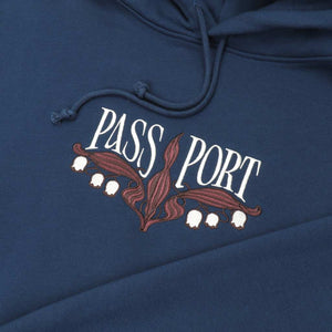 Pass~Port Lily Of The Valley Hoodie - Navy. Range #43. The Pass~Port jumper is made from a cotton polyester blend and features embroidery on front in our classic hoodie fit. Shop Pass~Port skateboard decks, clothing and accessories online with Pavement Skate Store Dunedin NZ. Free shipping across Aotearoa over $100*