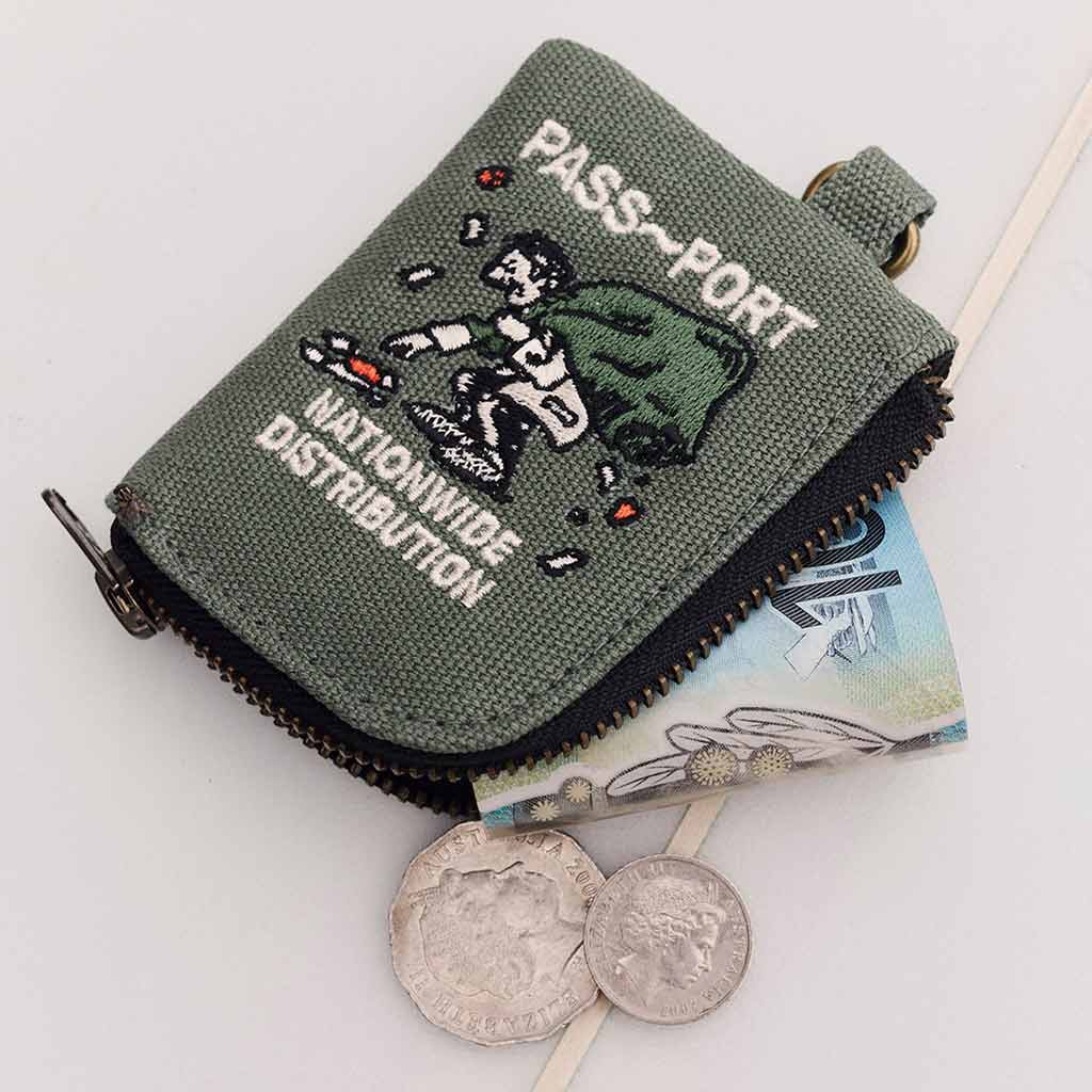 Passport Distribution Coin Pouch - Elm Green | Free Aotearoa shipping on all Pass~Port orders over $100* with Pavement Skate Store!