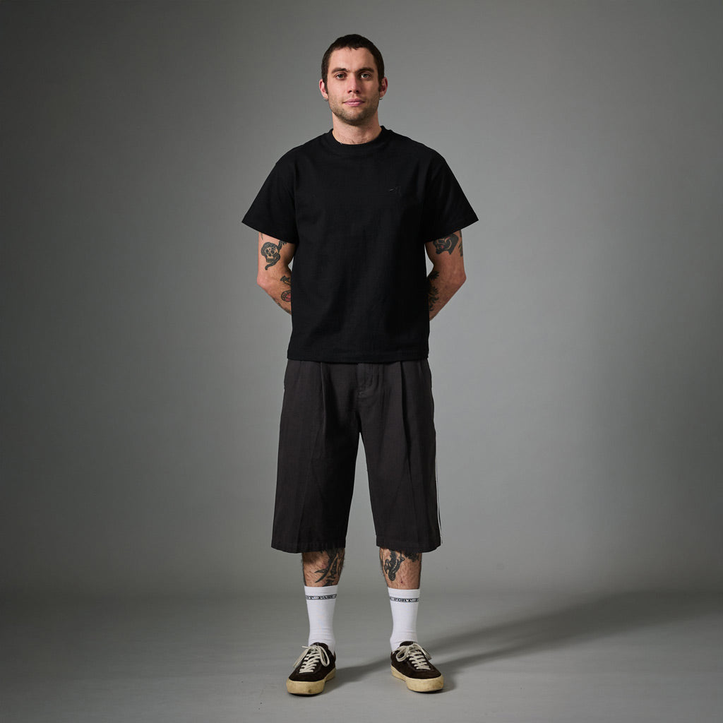 Passport Herringbone League Club Stripe Shorts - Vintage Black | Free Aotearoa shipping on all Pass~Port orders over $100* with Pavement Skate Store!