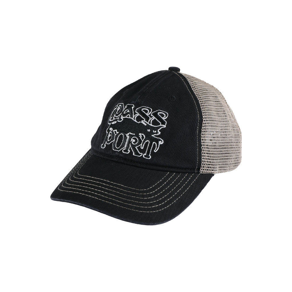 Passport Slinkin' Leagues Trucker Cap - Washed Black | Free Aotearoa shipping on all Pass~Port orders over $100* with Pavement Skate Store!