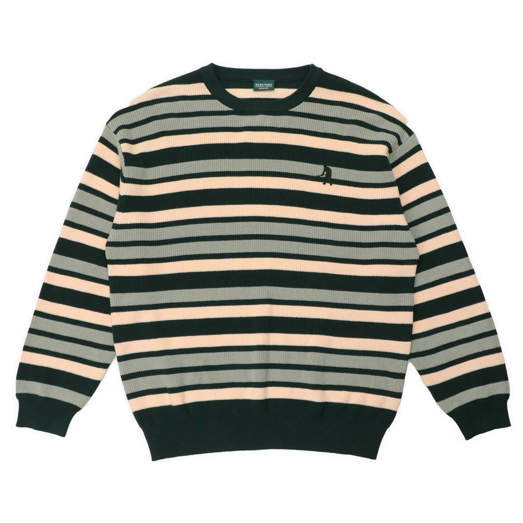 Passport Striped Organic Knit Sweater - Dark Jade | Free Aotearoa shipping on all Pass~Port orders over $100* with Pavement Skate Store!