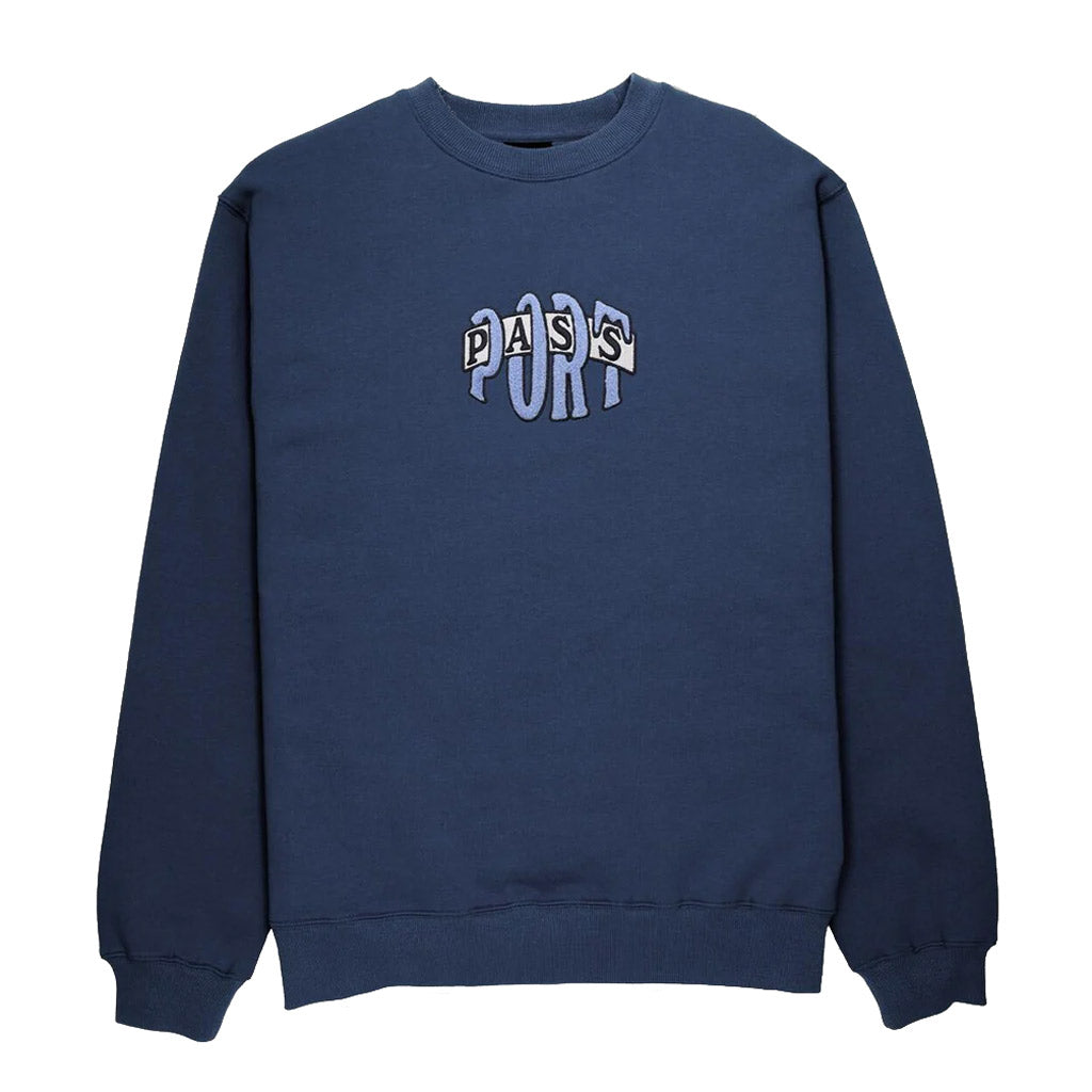 Pass~Port Bulb Logo Chenille Sweater - Navy. Pass~Port Bulb Logo Chenille sweatshirt from range #39. Features chenille embroidery on front in the classic Pass~Port sweater fit.Chenille embroidery on front. 70% Cotton / 30% Polyester. Free NZ shipping. Shop Pavement skate store, Dunedin.