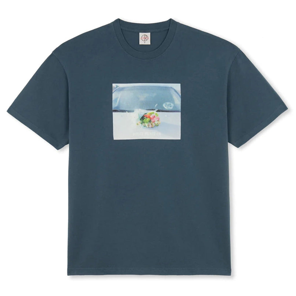Polar Dead Flowers Tee - Grey Blue. 100% Cotton. Pre-washed Jersey Fabric 240 gsm. Screen Print. Artwork by AMTK. Regular Fit Made in Portugal. Shop Polar Skate Co. online with Pavement skate store. Free NZ shipping over $150 - Same day Dunedin delivery - Easy returns.