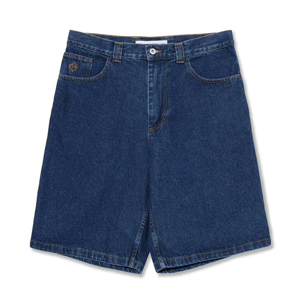 Polar Big Boy Shorts - Dark Blue. 100% Cotton Denim Fabric. Baggy Fit. Made in Poland. Shop jorts, shorts and denim online with Pavement skate store Dunedin. Free NZ shipping over $150 - Same day Dunedin delivery - Easy returns.